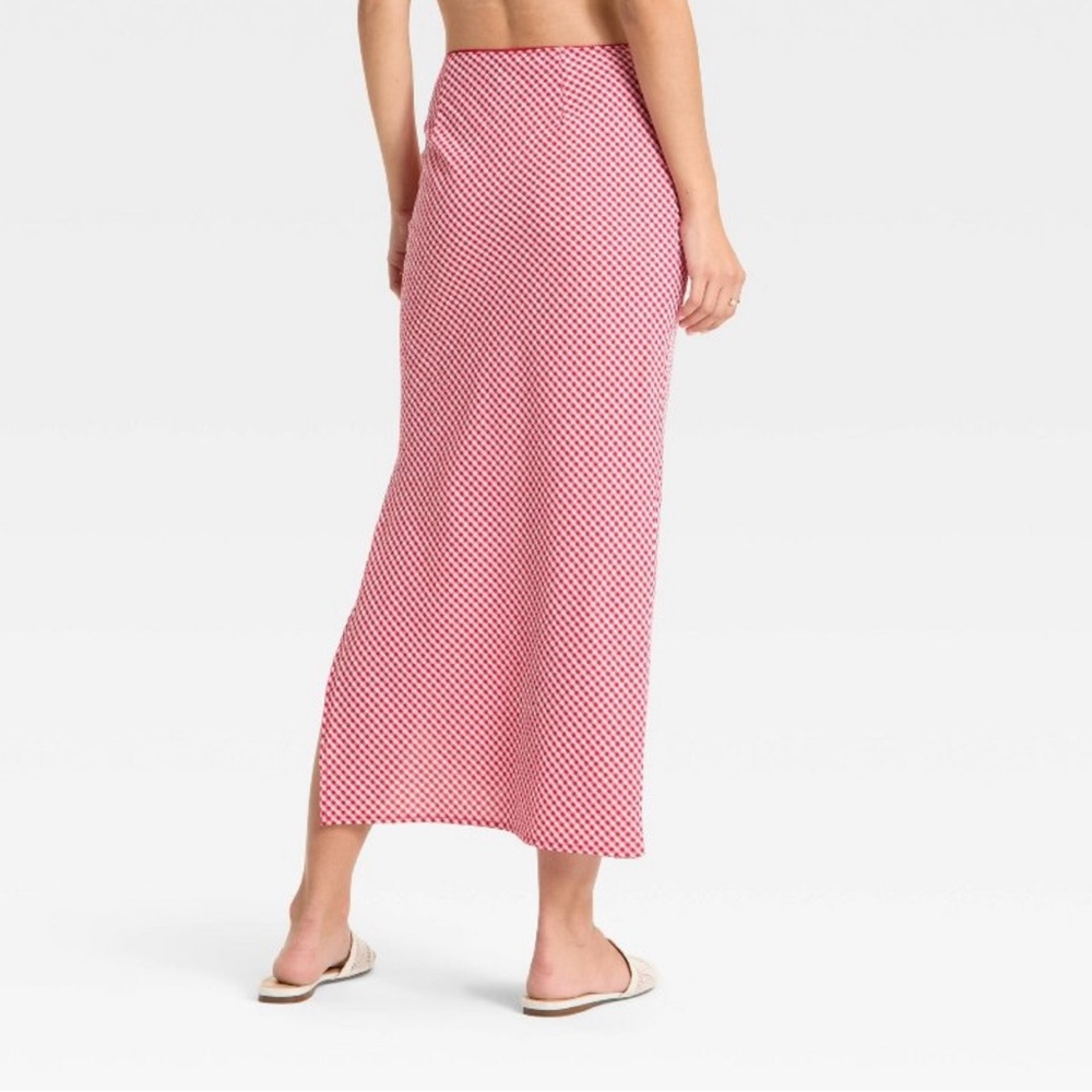 Wild Fable Maxi Skirt Red White Gingham Straight Column Size XXL NWOT - Picture 2 of 13
